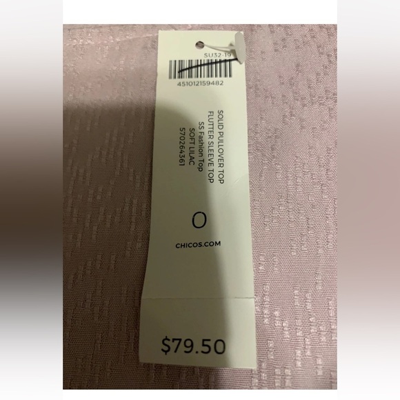 Chicos Women’s top shirt blouse Ruffle Solid Short-Sleeve Soft Lilac Size 0 - Picture 10 of 12